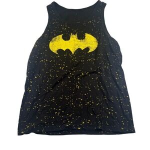 Batman Tank Top Black Yellow Splatter Graphic Sleeveless T-Shirt